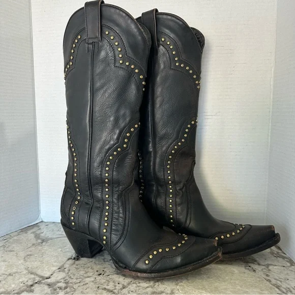 Idyllwind Walk This Way Studded Snip Toe Western Boot Black Tall Shaft Women 8.5 - Picture 2 of 16